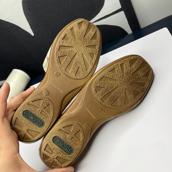 Remonte Women's Shoes 37 6 Gold Metallic Floral Leather Mary Jane Comfort - Picture 8 of 9